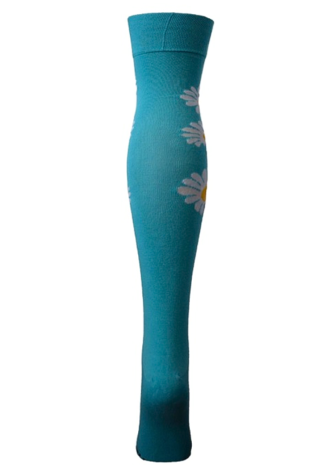 Șosete Damă peste Genuchi, Imprimeu Floral,Turcoaz ,Engros